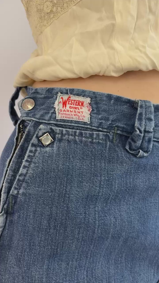 1950s Western Girls Pearl Snap Jeans