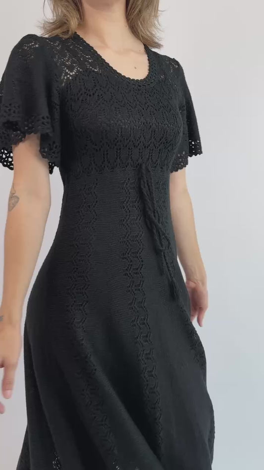 1970s Witches of Eastwick Crochet Dress