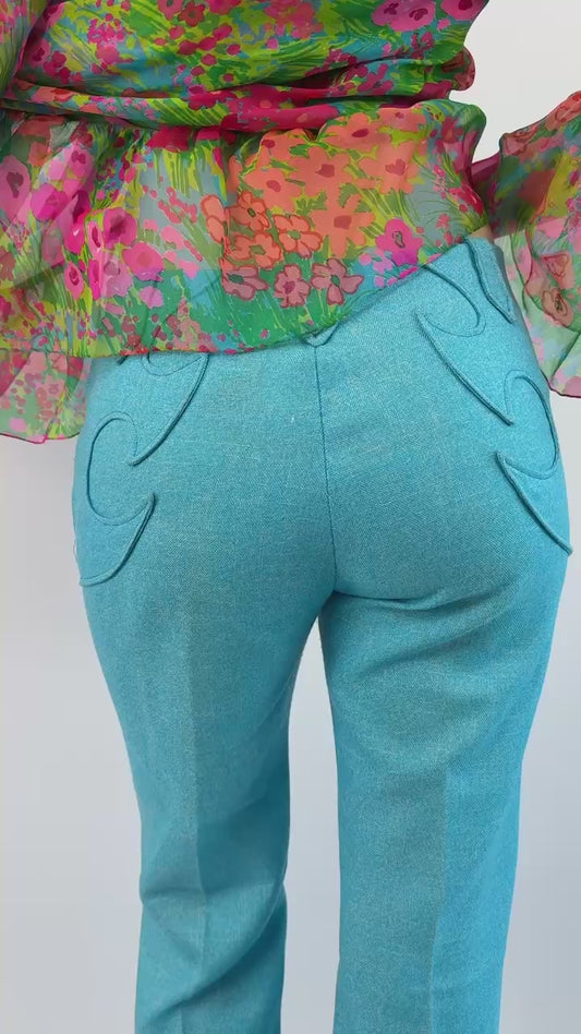 1950s Lasso Cool Pool Blue Western Pants