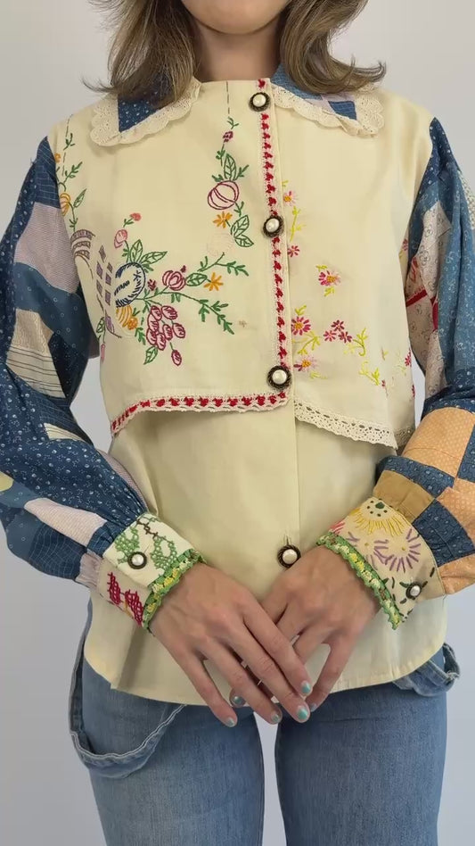 From The Garden Embroidered Quilt Blouse