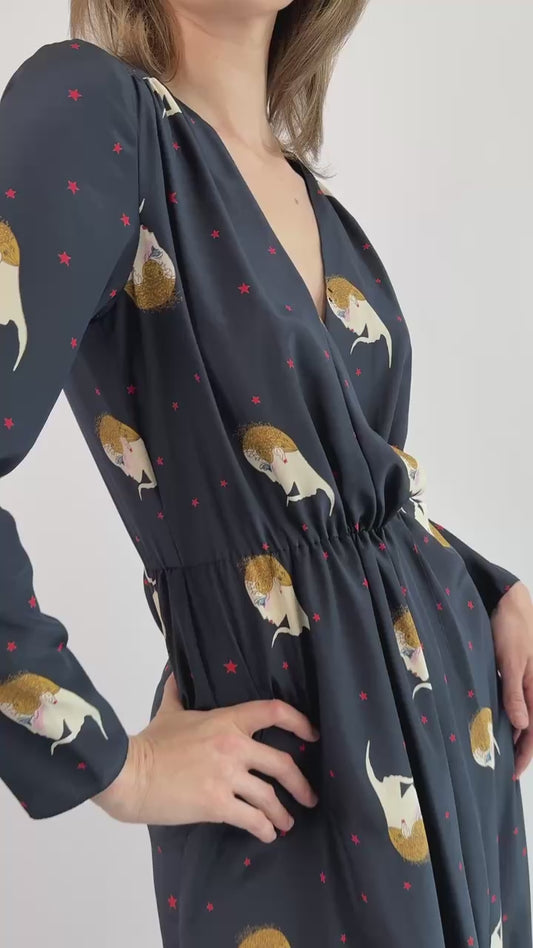 Hanae Mori Daisy Lady Silk Dress