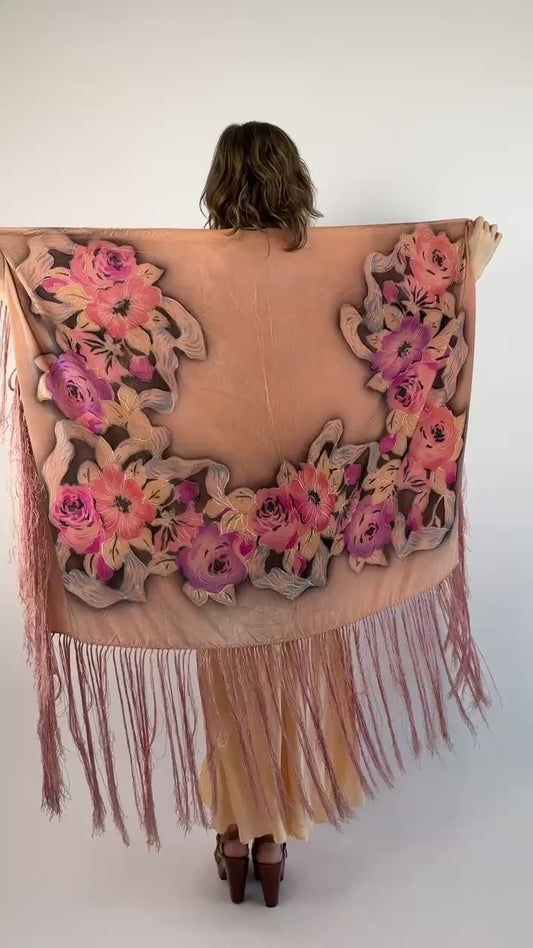 Love In Bloom Velvet Floral Piano Shawl