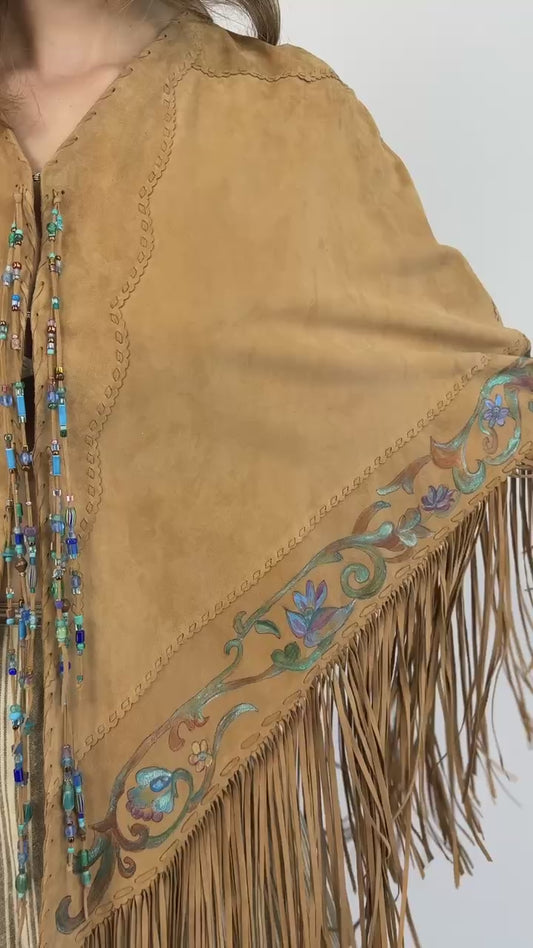 Gossamer Wings Luminous Blooms Suede Poncho