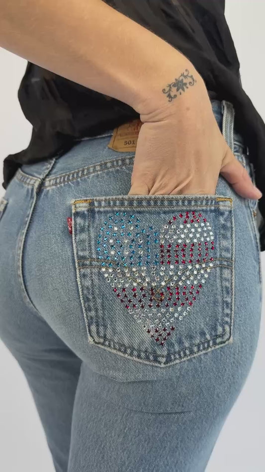 Levi's 501s Sparkling Heart Jeans