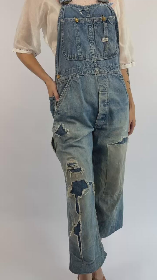 Patched and Thrashed Lee Overalls