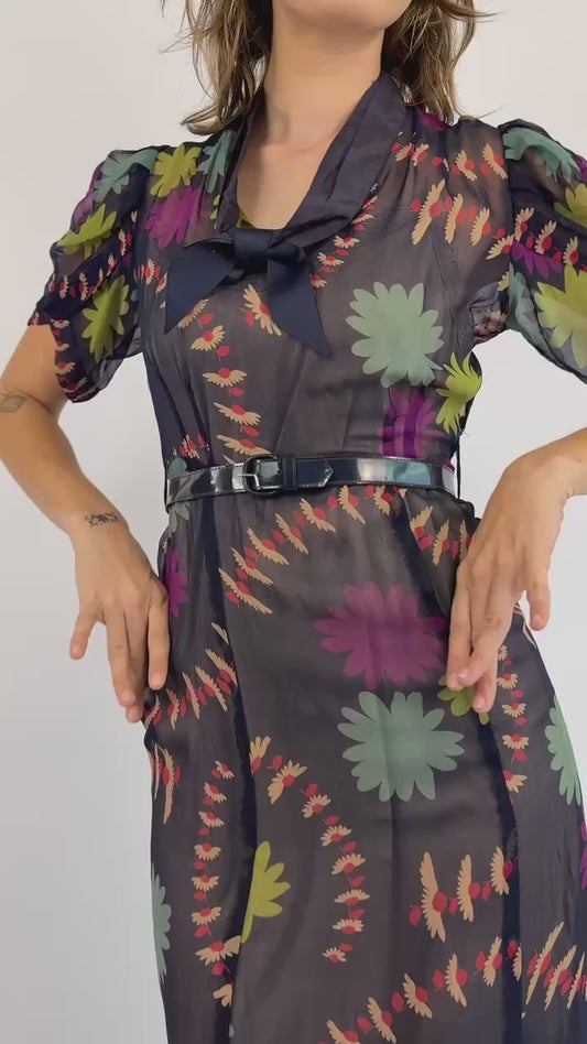 1940s Spring In My Step Silk Dress