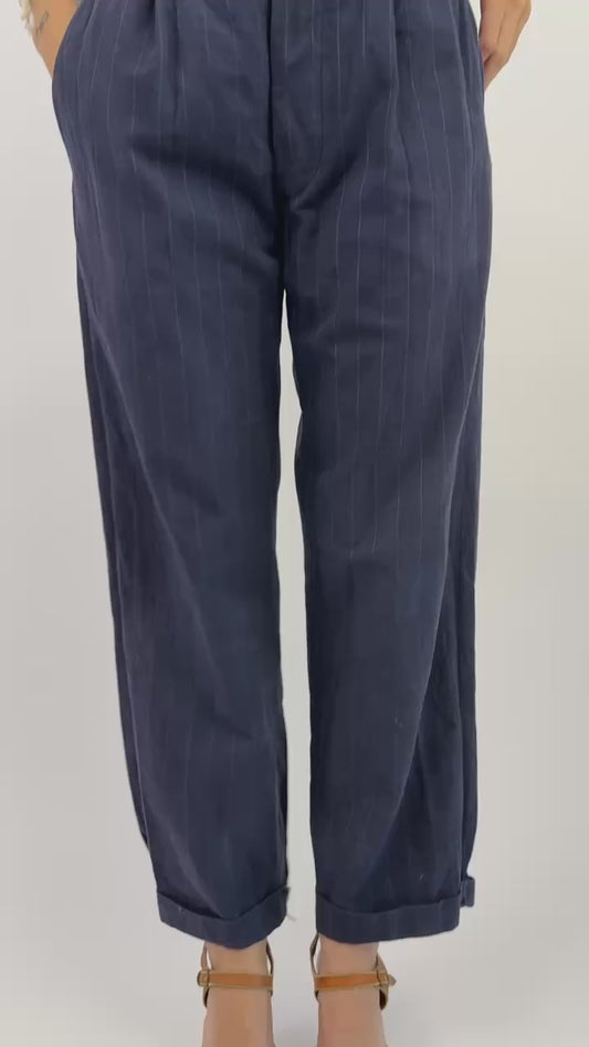 1920s Easy Livin' Navy Striped Trousers