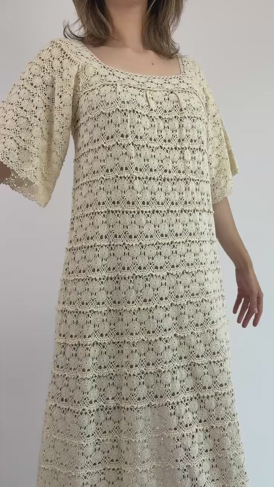 70s Summer Coastlines Crochet Maxi