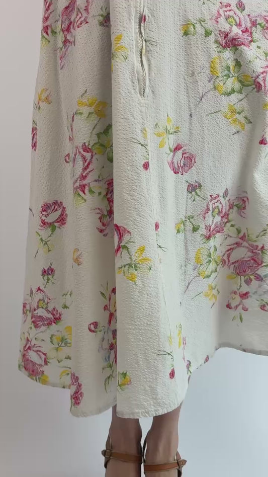 1930s Home and Garden Seersucker Dress