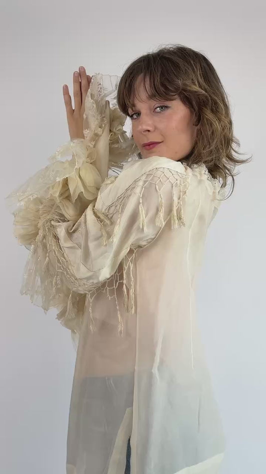 How Do I Love Thee Cream Silk Blouse