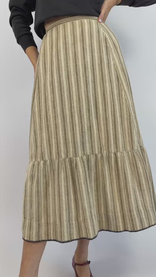 Edwardian Cozy Strolls Flannel Striped Skirt