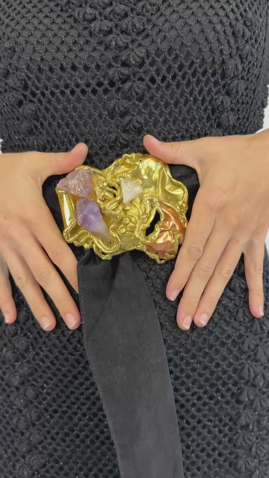 Brutalist Crystal Suede Belt