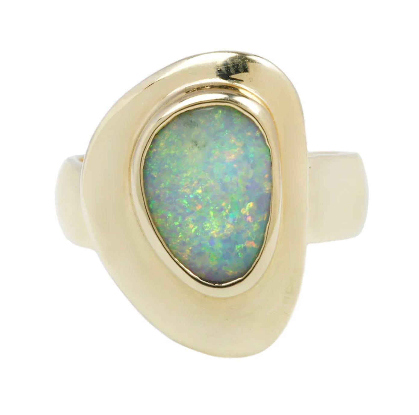Seaworthy 14K Yellow Gold Lightning Ridge Australian Opal Ring